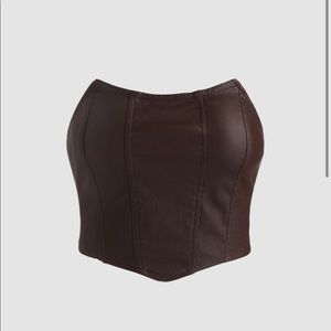 Brown leather tube top